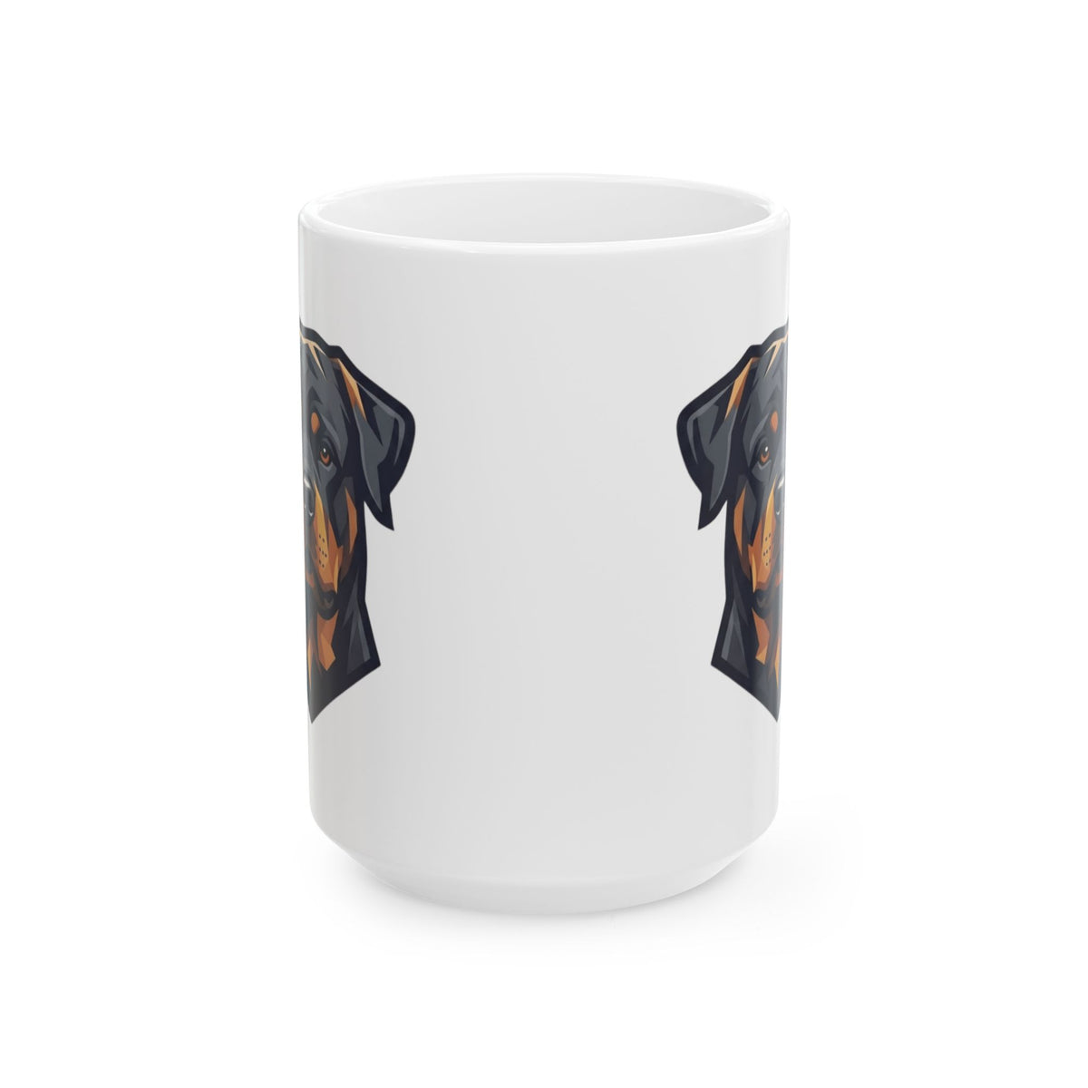 "Rottweiler Rulers Confident Powerful" White Ceramic Mug — Graphic
