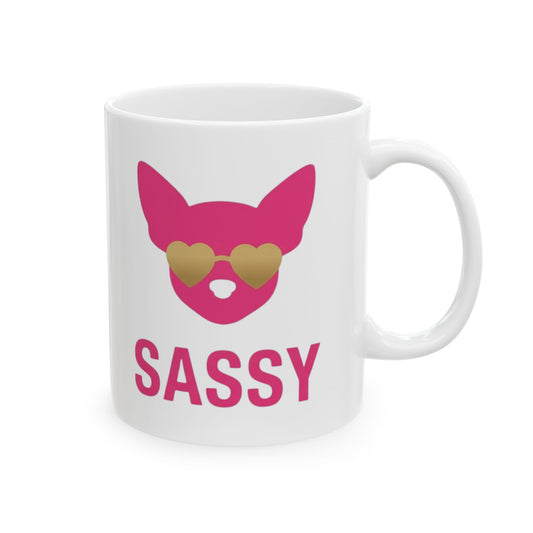 "Sassy Since Birth" White Ceramic Mug — Graphic