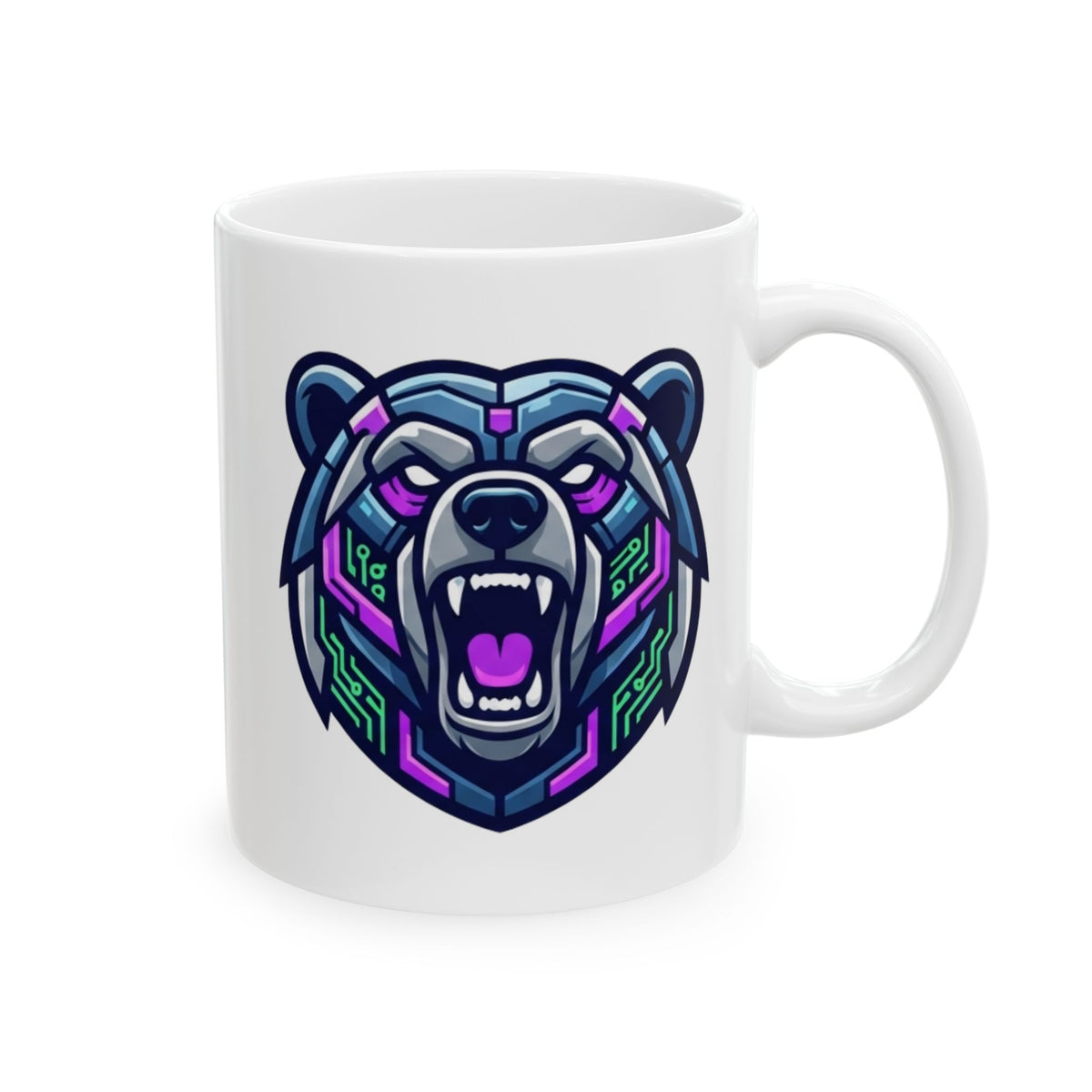 "Cyber Bear" White Ceramic Mug — Graphic