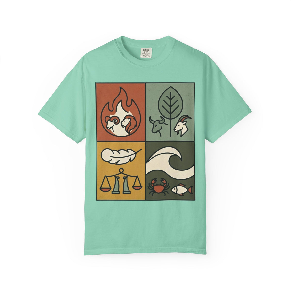 "Four Elements- Fire, Earth, Air, Water" Unisex Garment-Dyed Tee