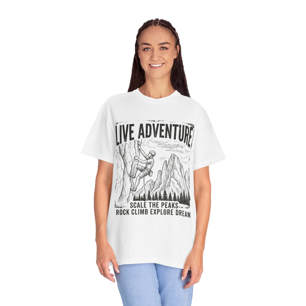 "Live Adventure - Climb" Unisex Garment-Dyed Tee