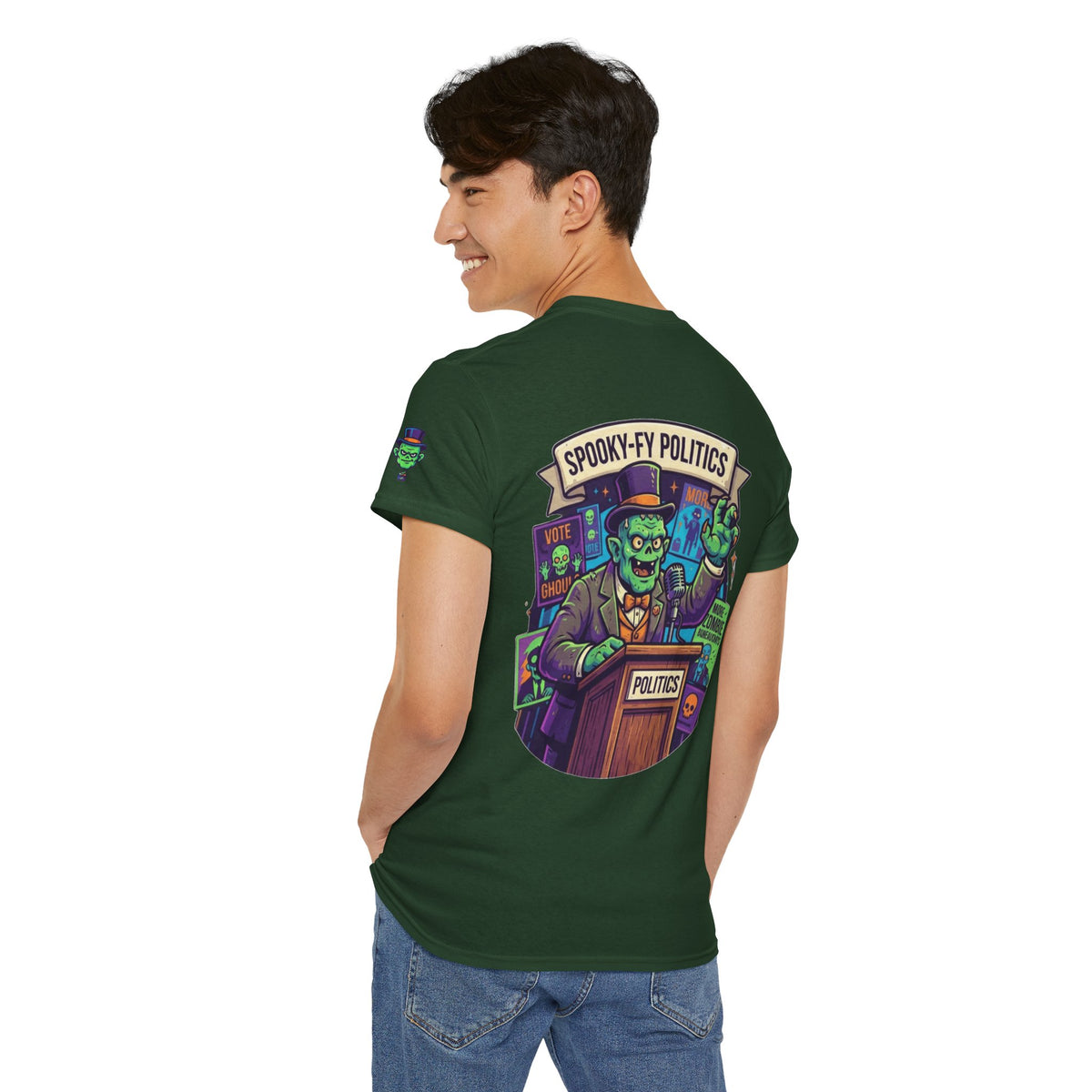 Color: Forest Green | Spooky-Fy Politics Premium Graphic Tee