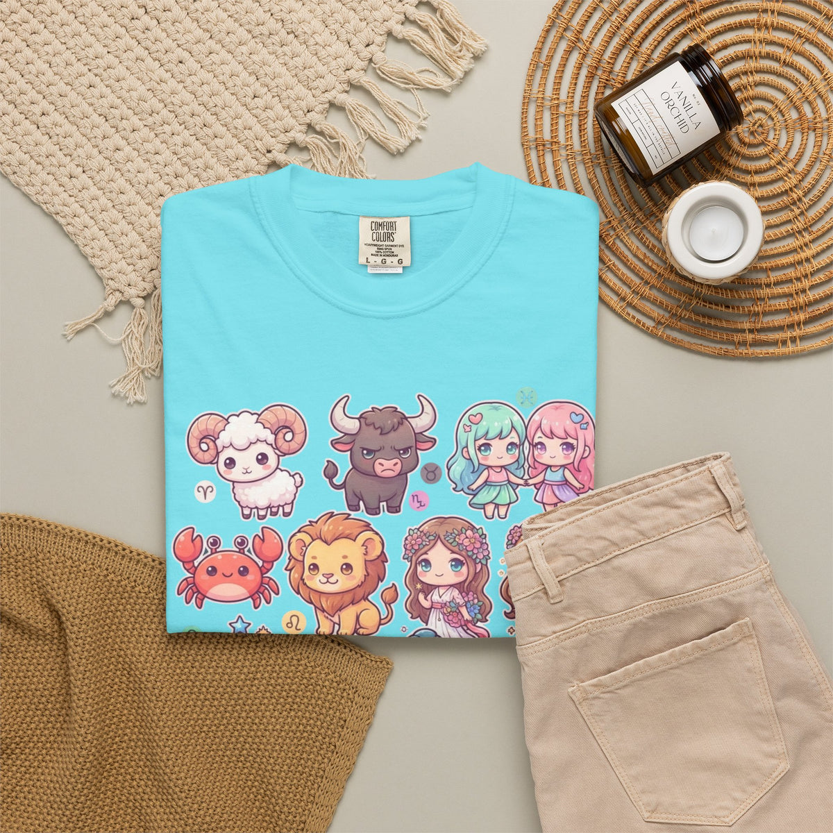 "Cute Chibi Zodiac" Unisex Garment-Dyed Tee