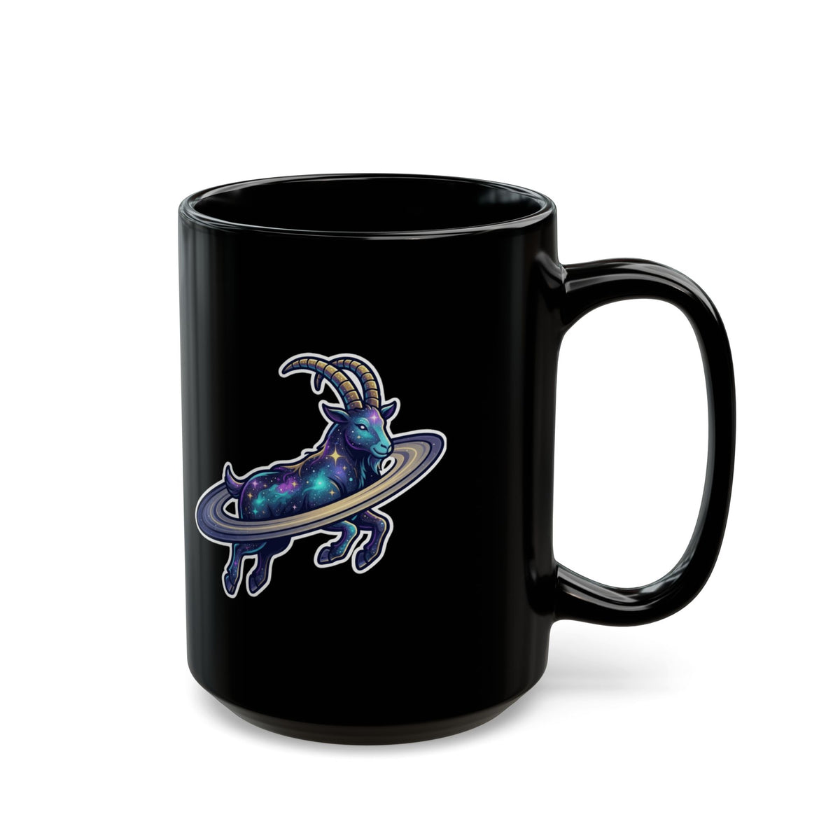 "Space Explorer Capricorn" Black Ceramic Mug — Graphic