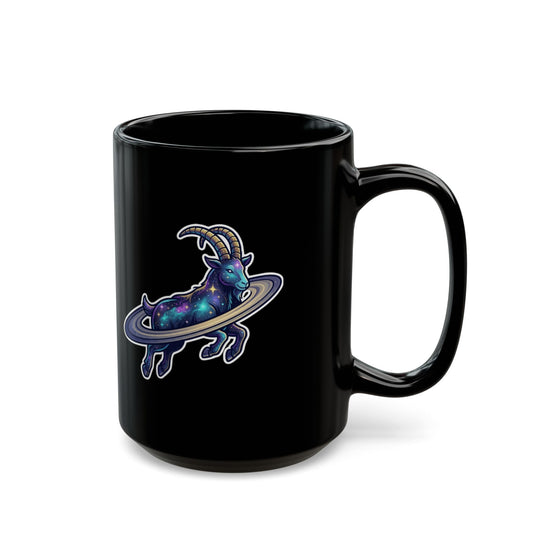 "Space Explorer Capricorn" Black Ceramic Mug — Graphic