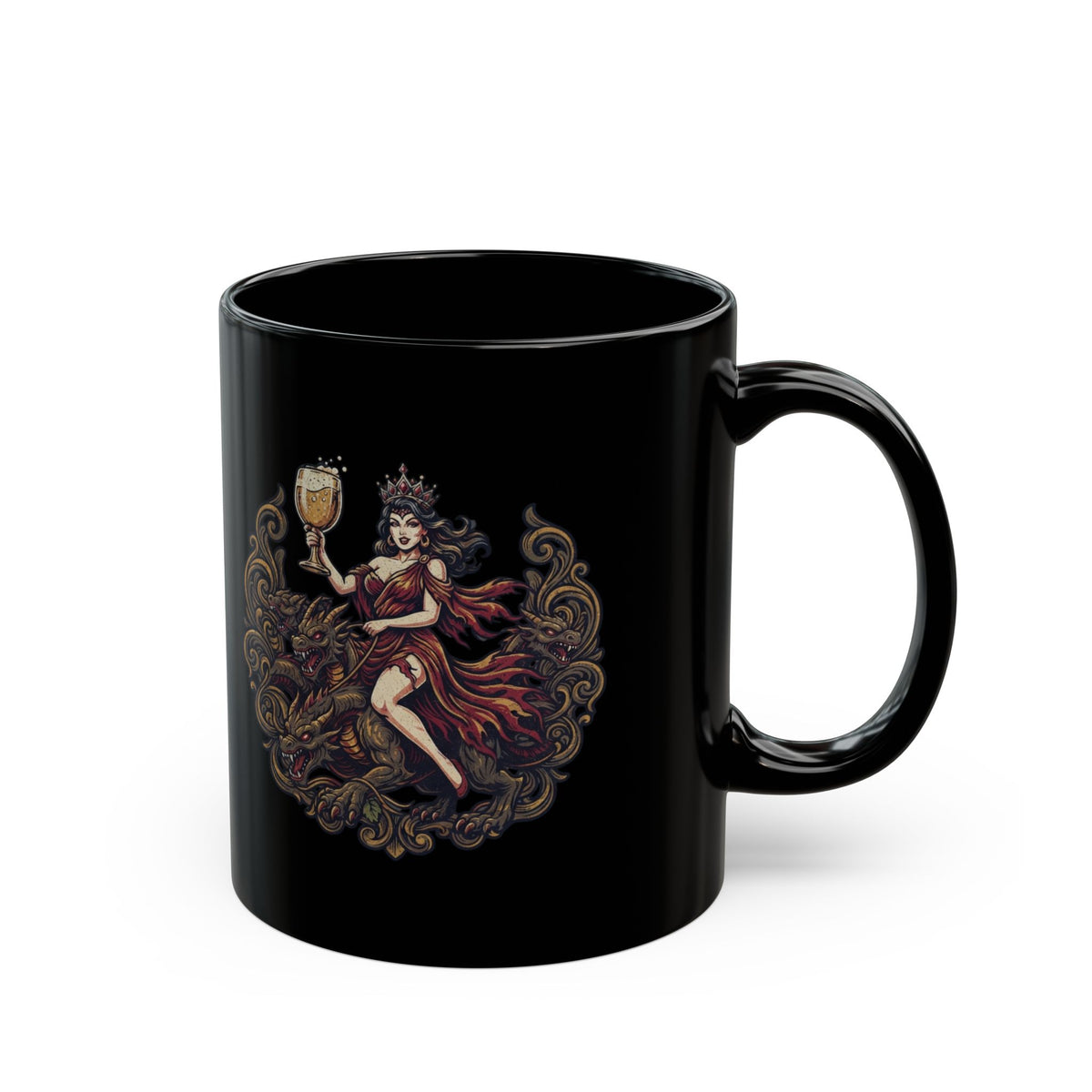 "Good Book Series Whore of Babylon" Black Ceramic Mug — Graphic