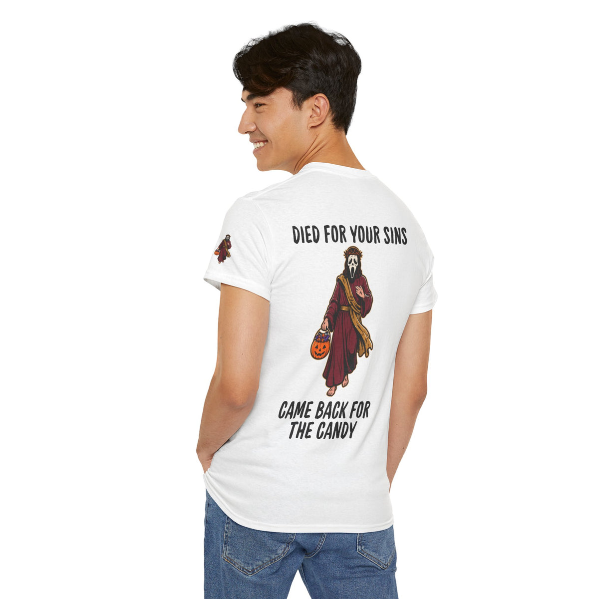 Color: White | Died for Your Sins, Came Back for the Candy Premium Graphic Tee