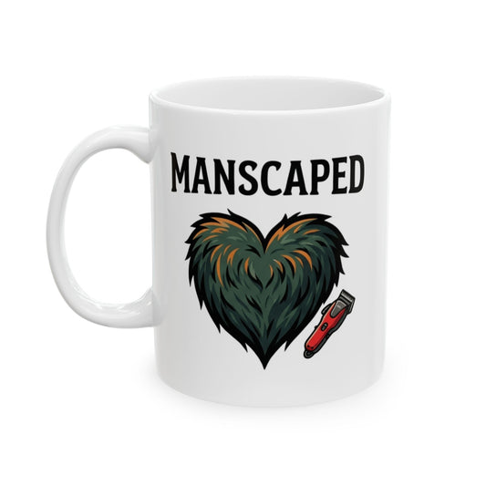 "Manscaped for the Full Moon" White Ceramic Mug — Graphic