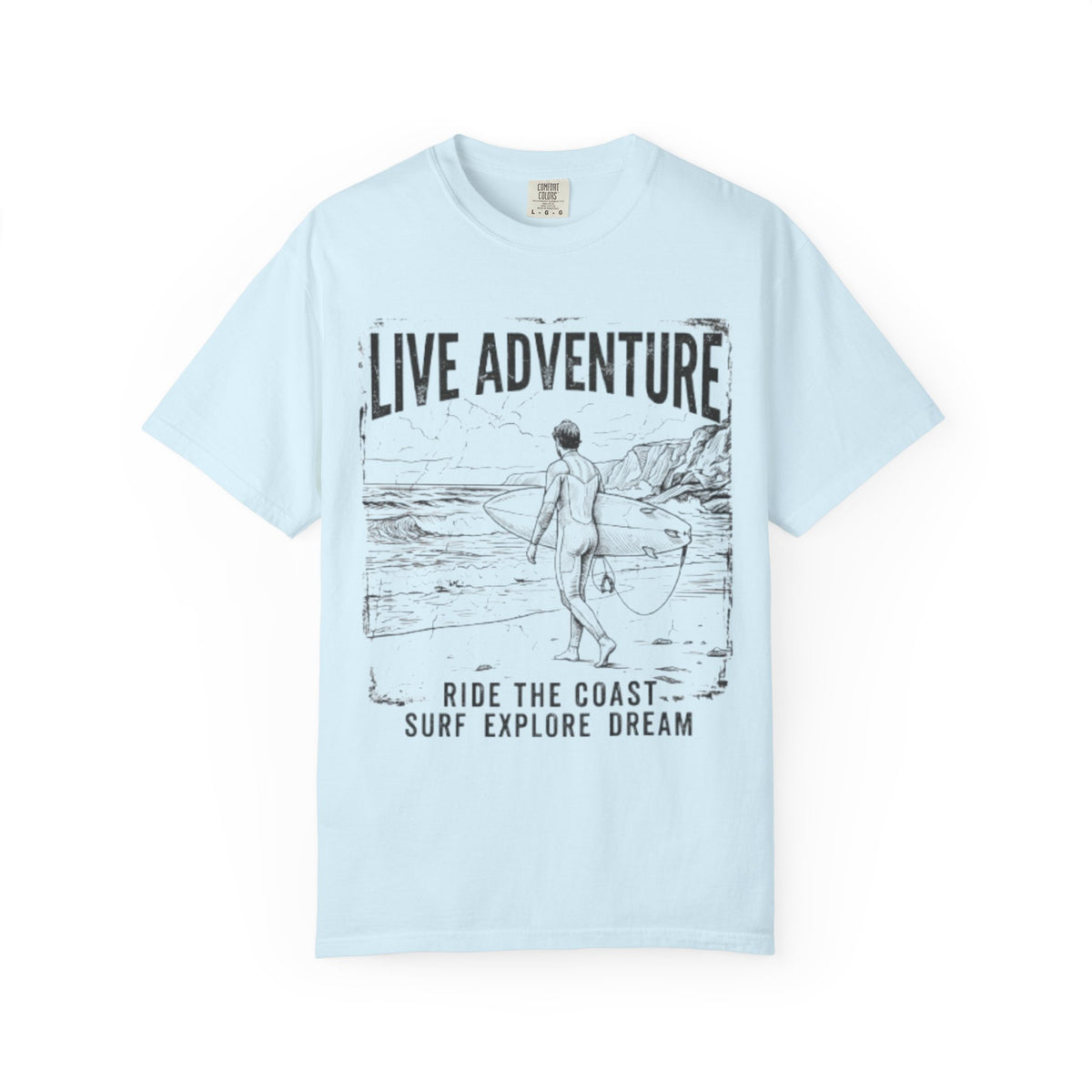 Color: Chambray | Live Adventure - Surf Unisex Garment-Dyed Tee
