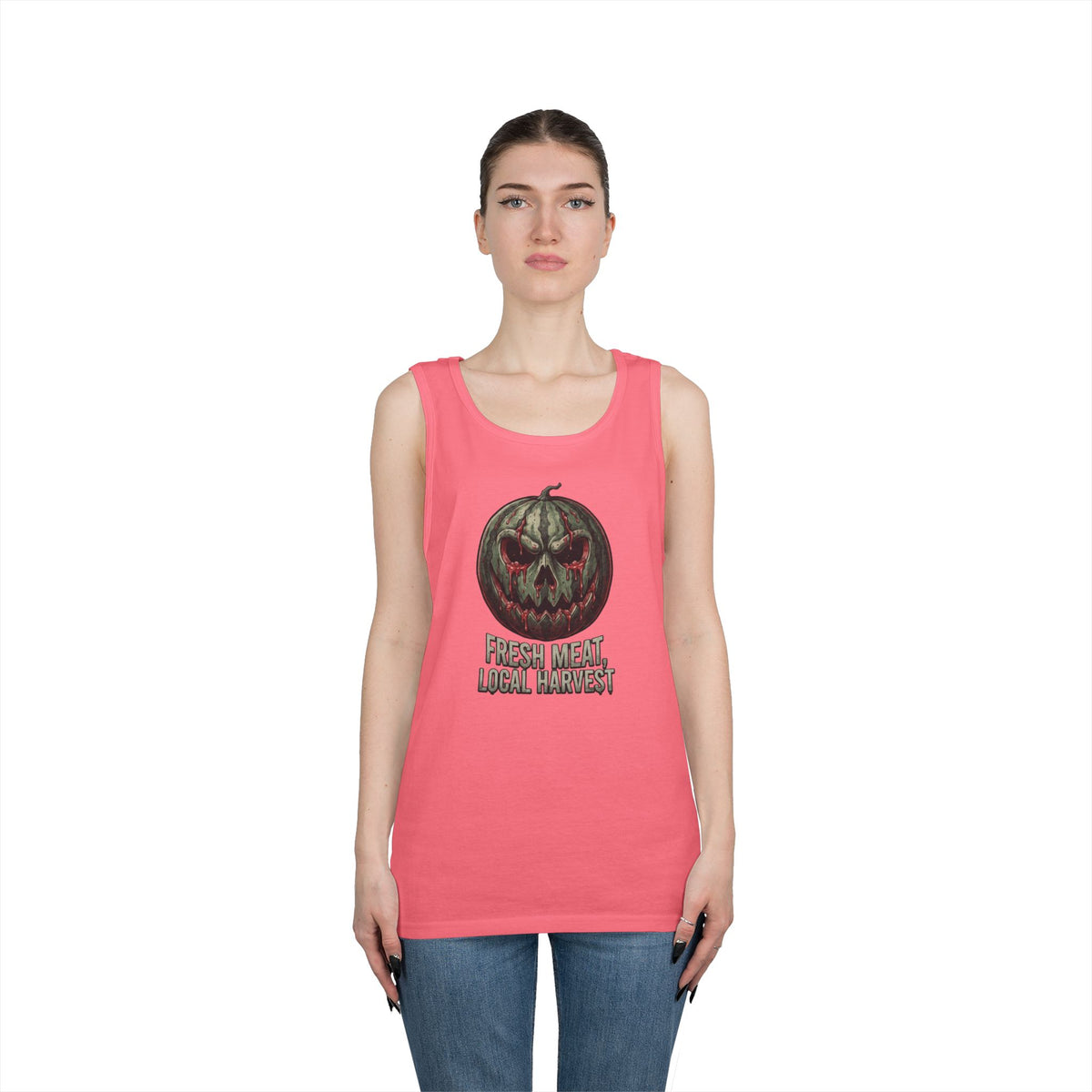 Color: Safety Pink | Fresh Meat, Local Harvest Tank Top
