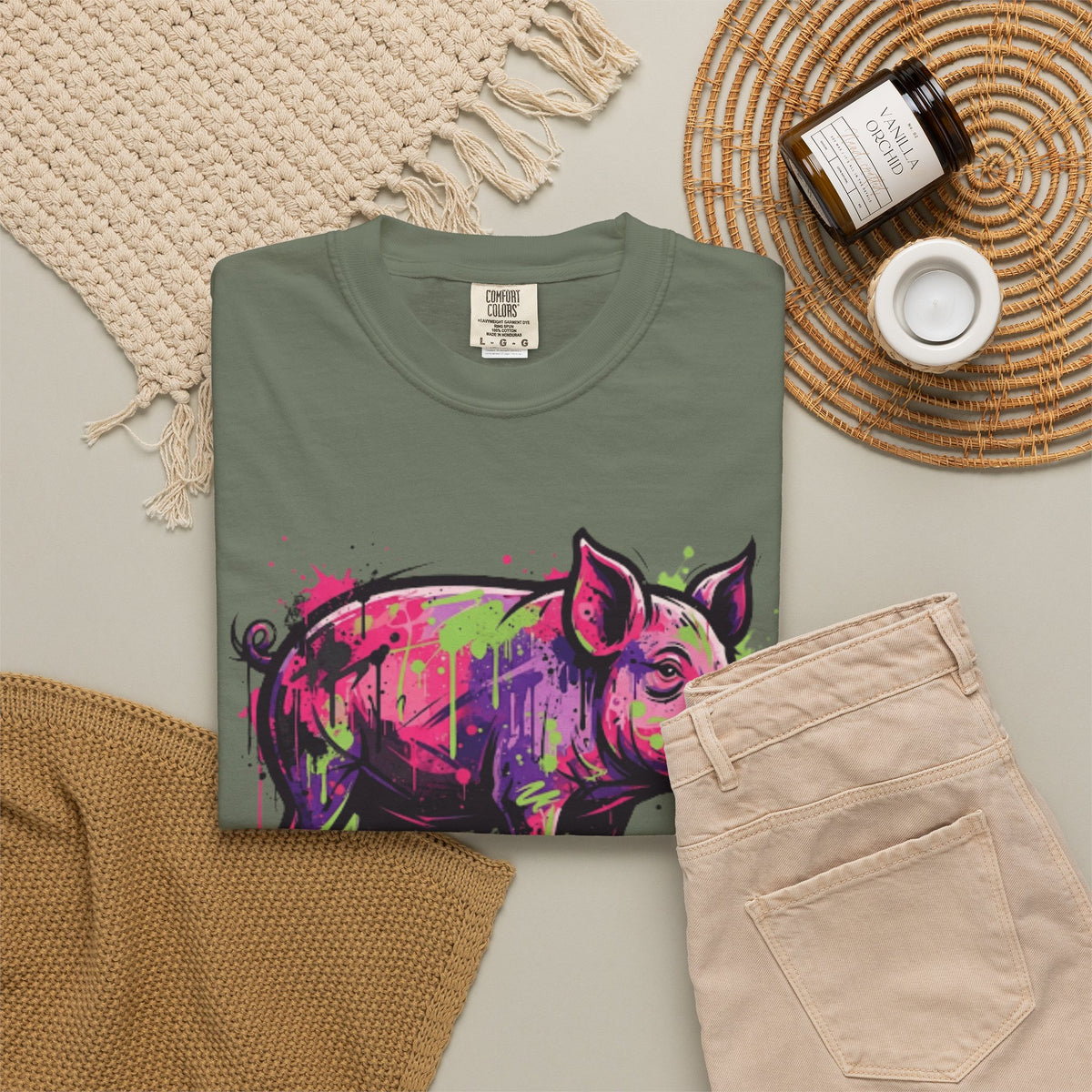 Barnyard Pig Unisex Garment-Dyed Tee