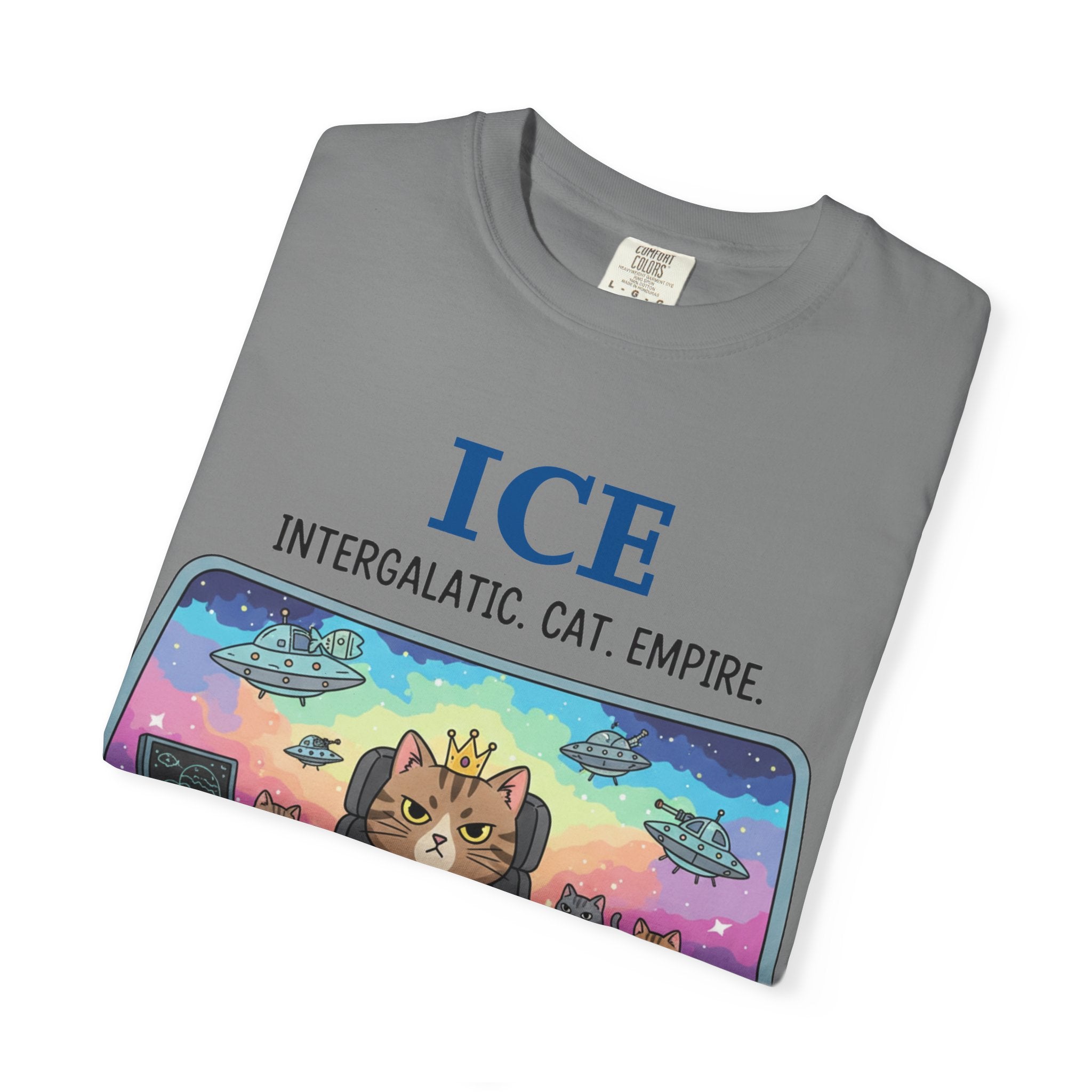 "ICE (Intergalactic Cat Empire)" Unisex Garment-Dyed T-shirt