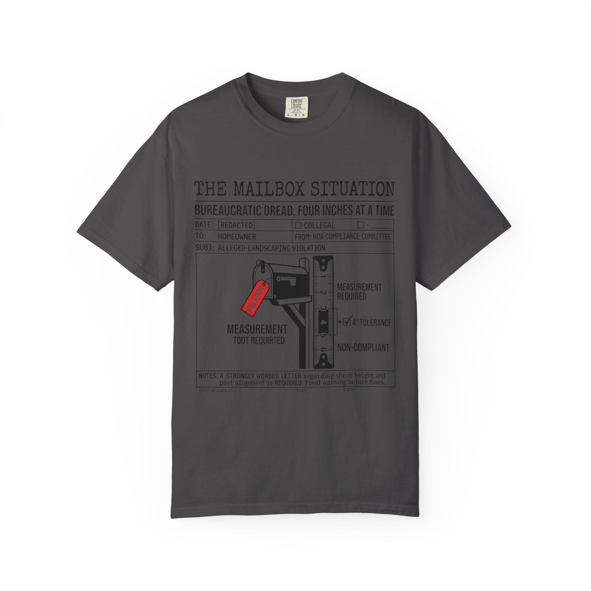 Color: Graphite | Mailbox Situation Unisex Garment-Dyed Tee