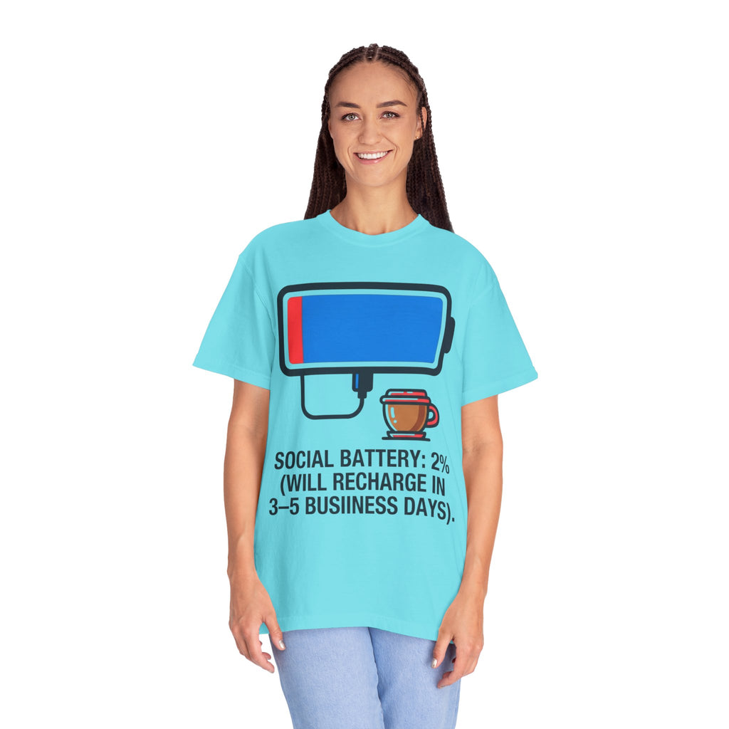 "Social Battery" Unisex Garment-Dyed Tee