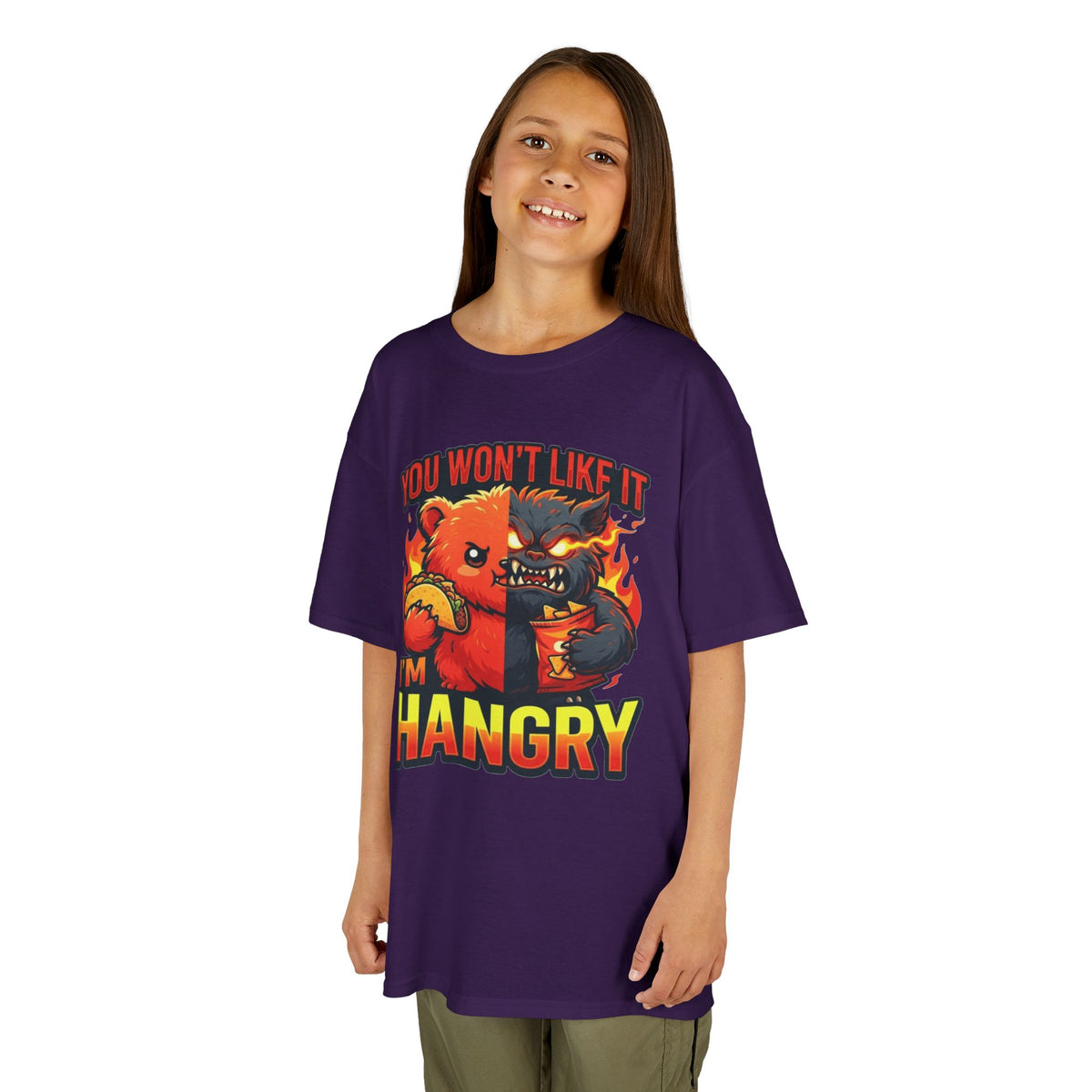 Color: Purple | You Won't Like It I'm Hangry Kids Tee