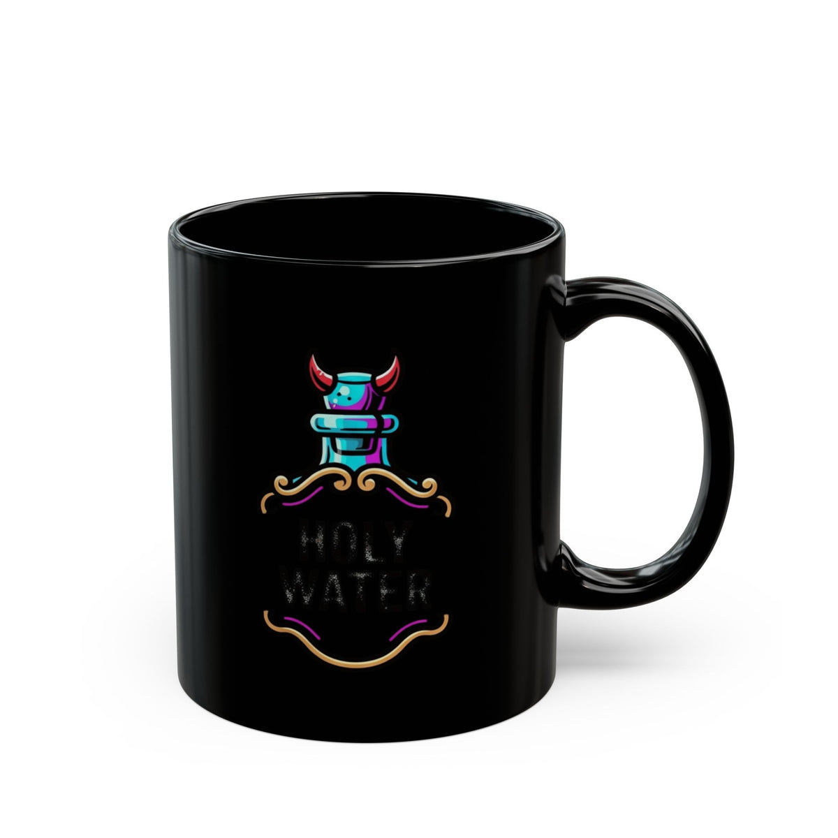 "Holy Lube" Black Ceramic Mug — Graphic