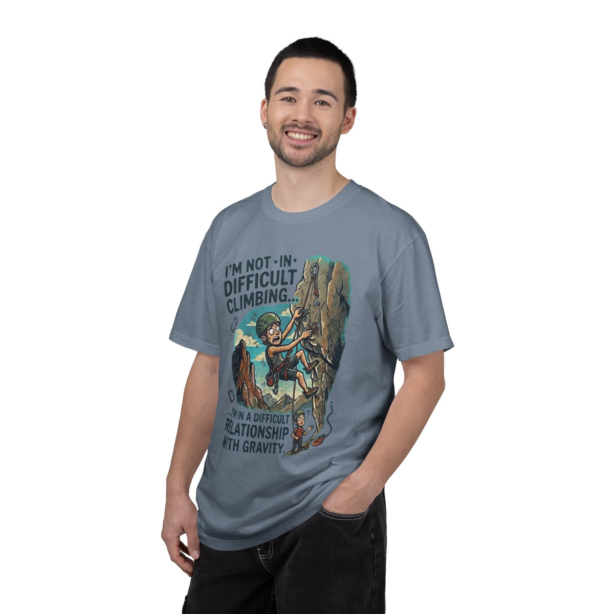 Color: Blue Jean | Difficult Climbing Unisex Garment-Dyed Tee