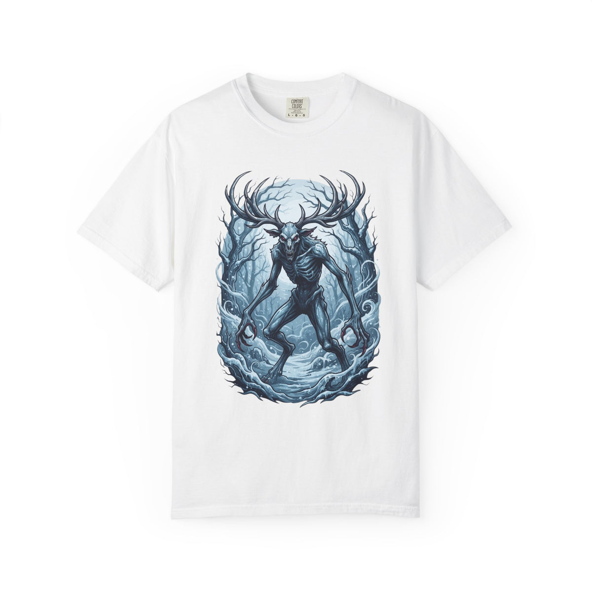 Color: White | Wendigo (Algonquian Folklore) Unisex Garment-Dyed Tee