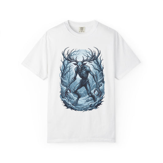 Color: White | Wendigo (Algonquian Folklore) Unisex Garment-Dyed Tee