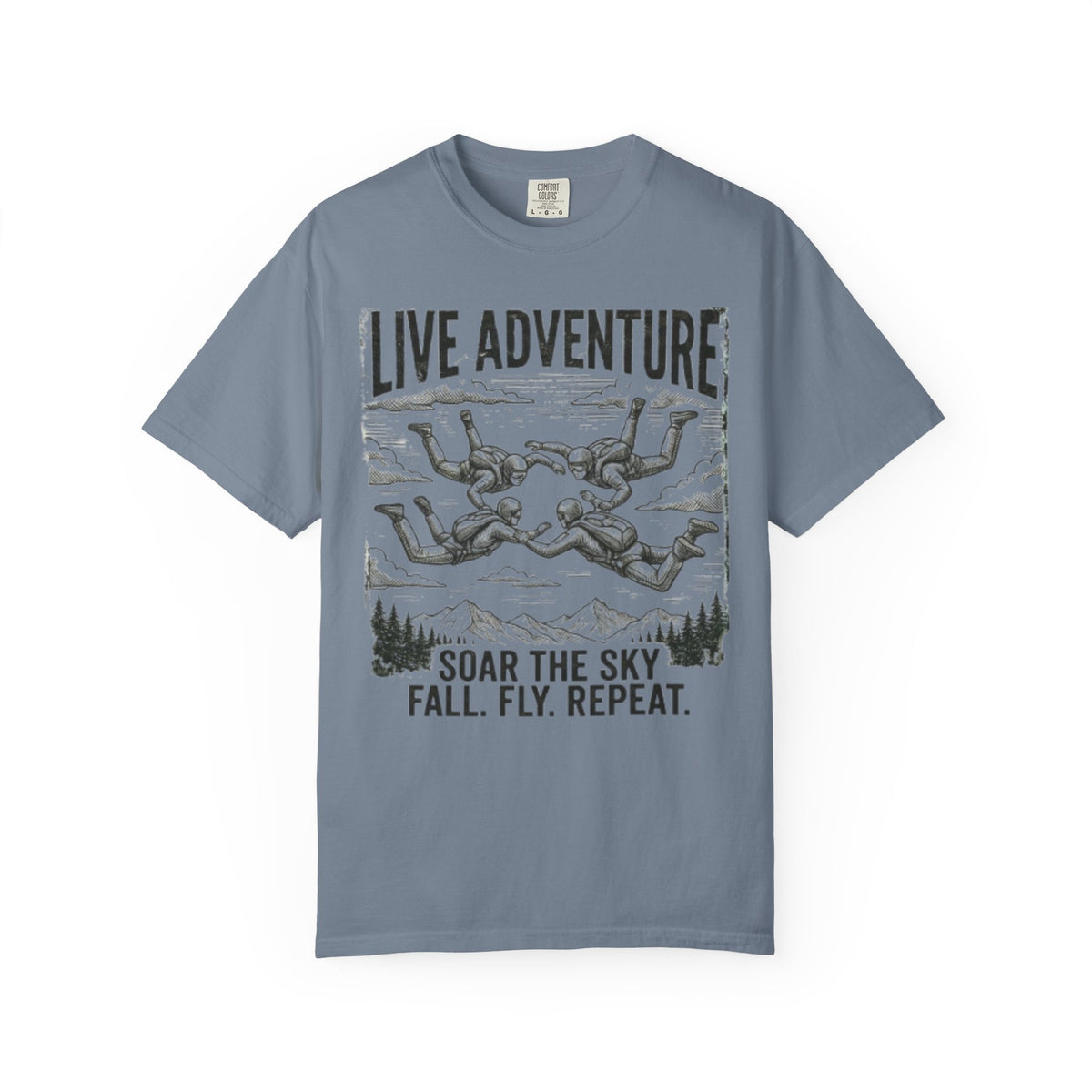 Color: Blue Jean | Live Adventure - Skydive Unisex Garment-Dyed Tee