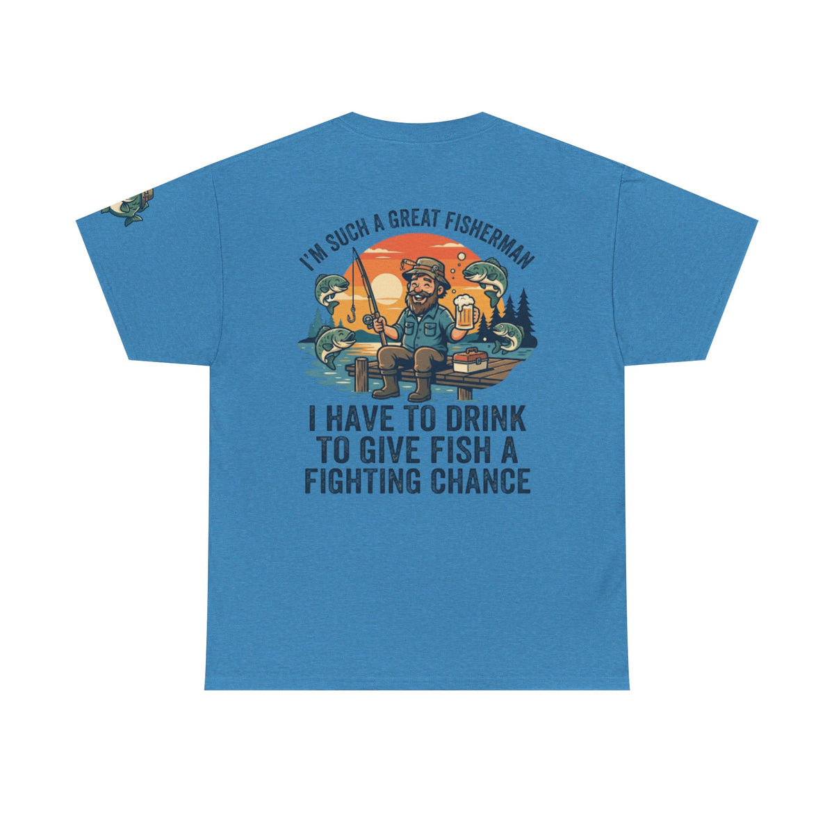 Color: Heather Sapphire | Drink to Give Fish a Fighting Chance Premium Graphic Tee