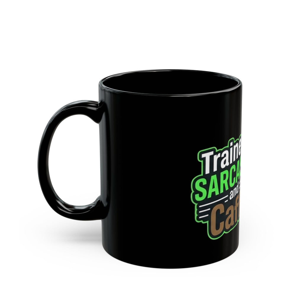 "Trained on Sarcasm" Black Ceramic Mug