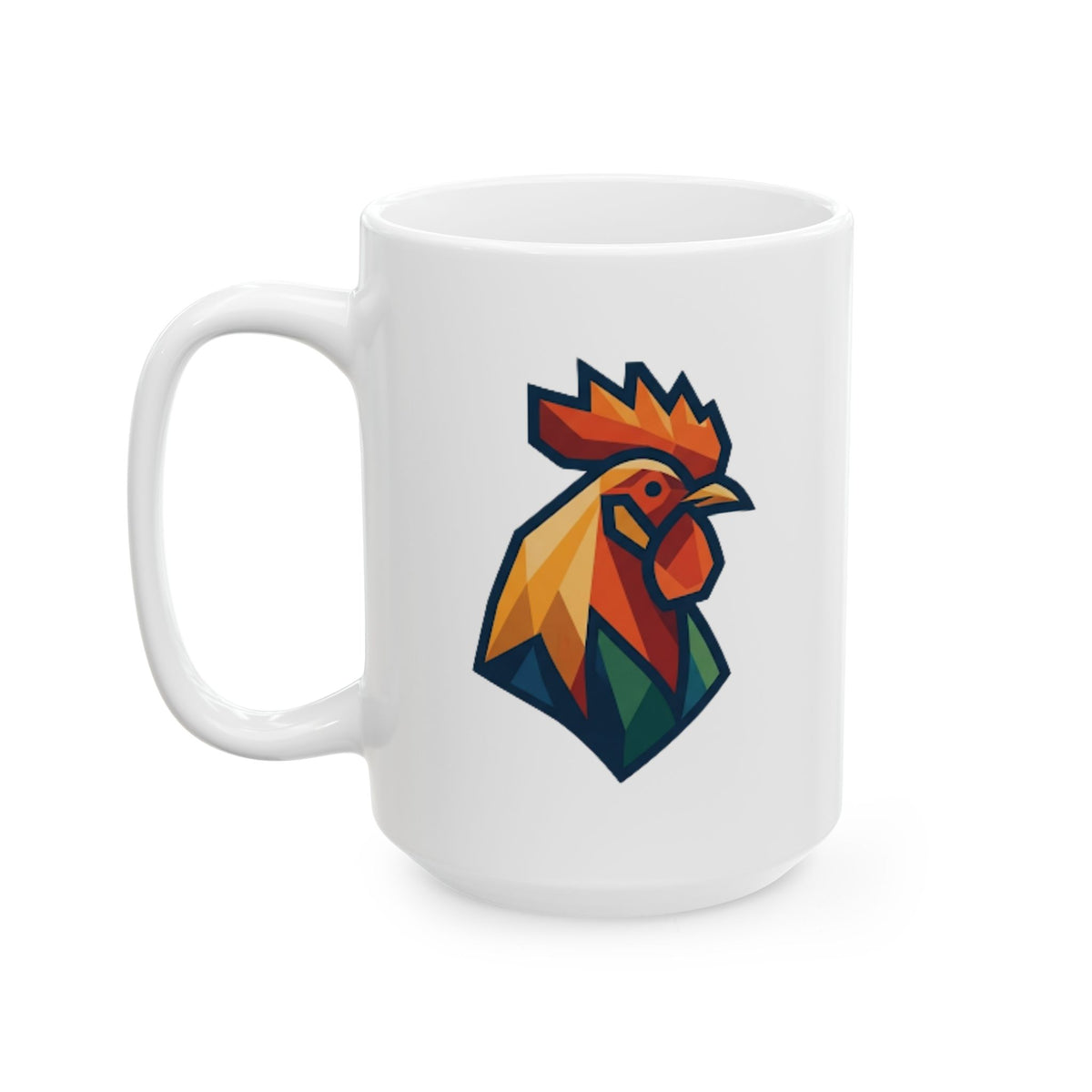 "Barnyard Rooster" White Ceramic Mug — Graphic