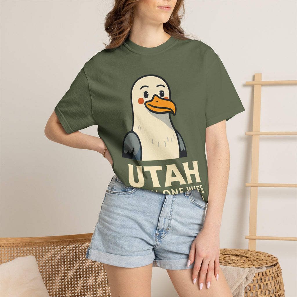 "Utah Seagull - When One Wife Isn't Enough" Unisex Garment-Dyed T-shirt