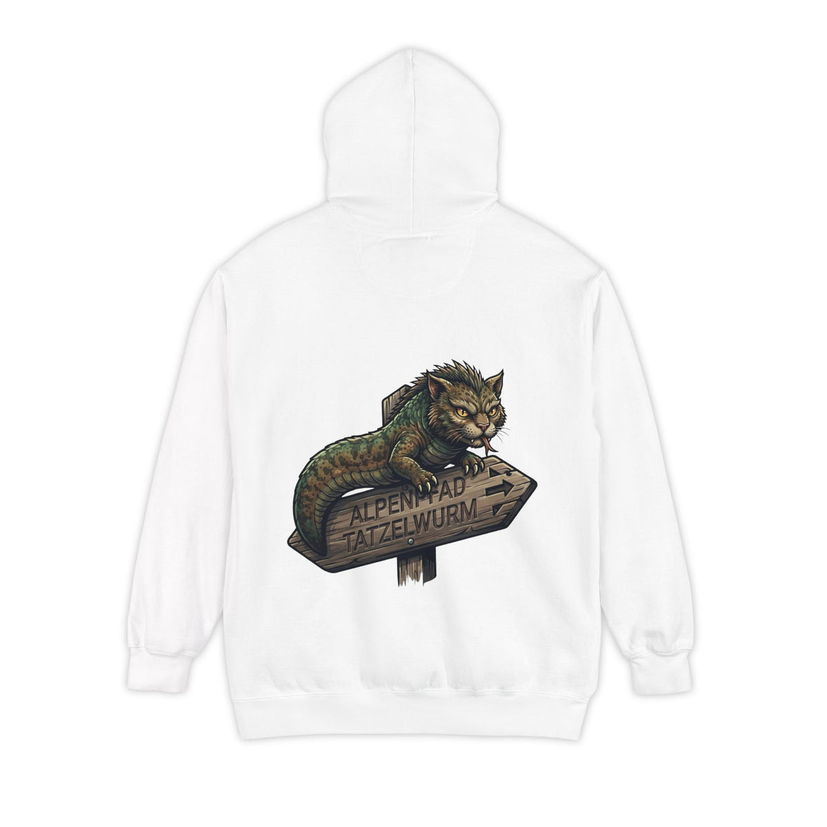 Color: White | Tatzelwurm (Alpine Europe) Garment-Dyed Hoodie