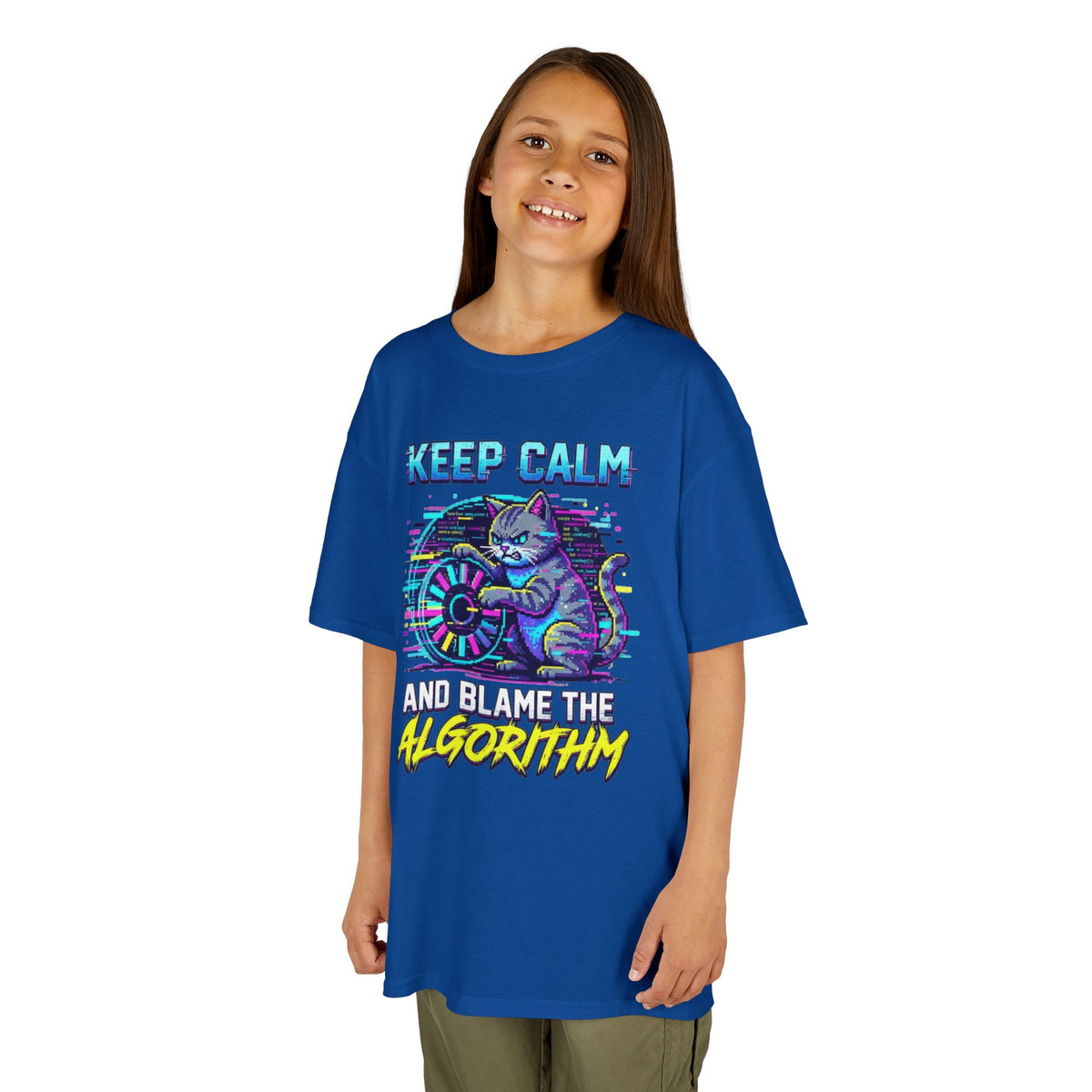 Color: Royal | Keep Calm And Blame The Algorithm Kids Tee