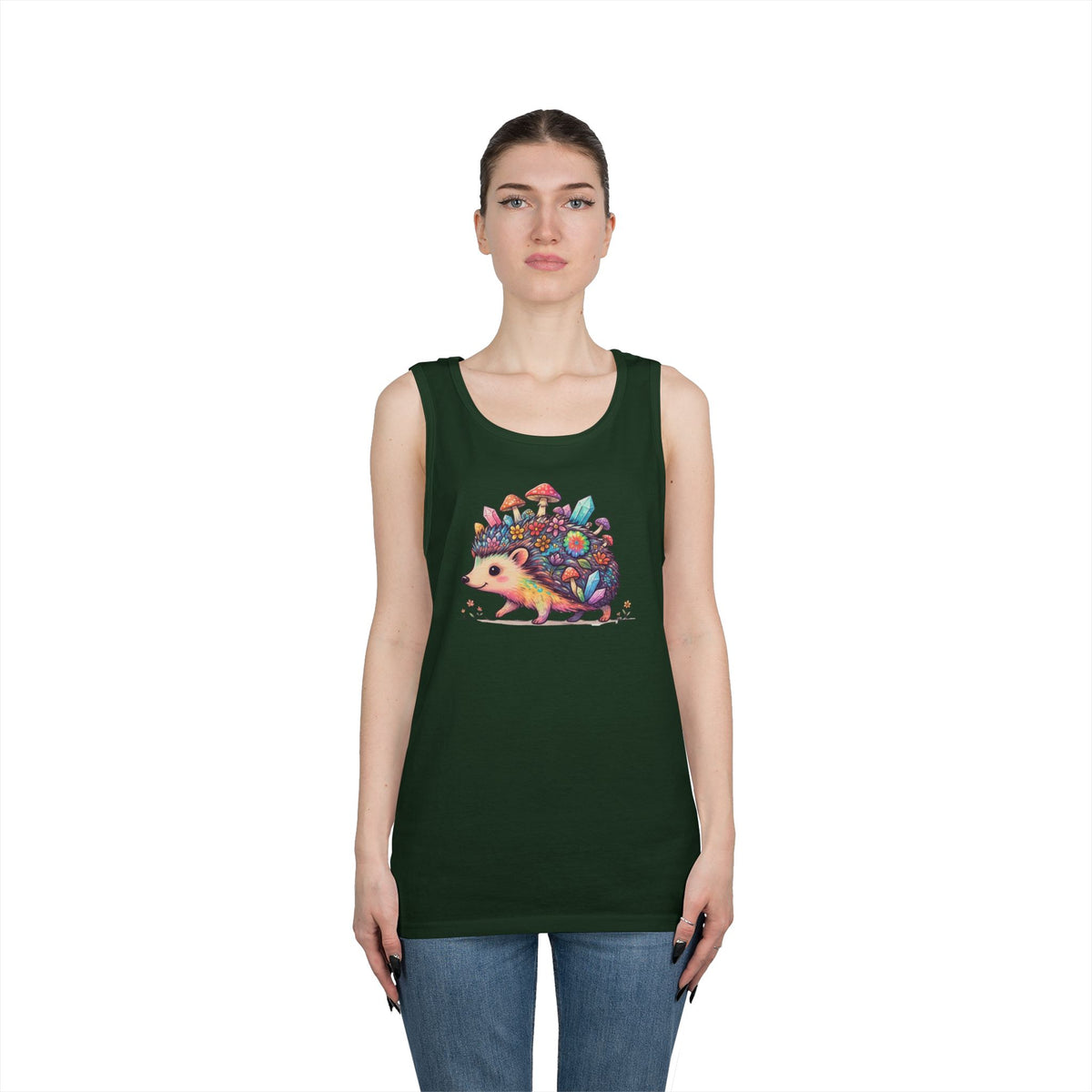 Color: Forest Green | Hippy Hedgehog Tank Top