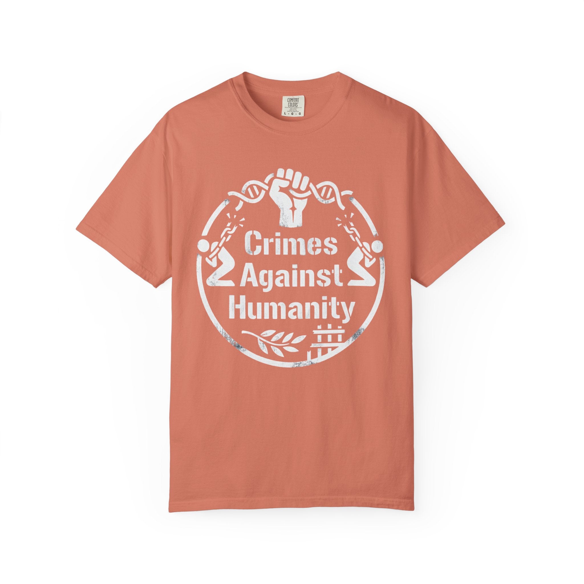 "Crimes Against Humanity" Unisex Garment-Dyed Tee