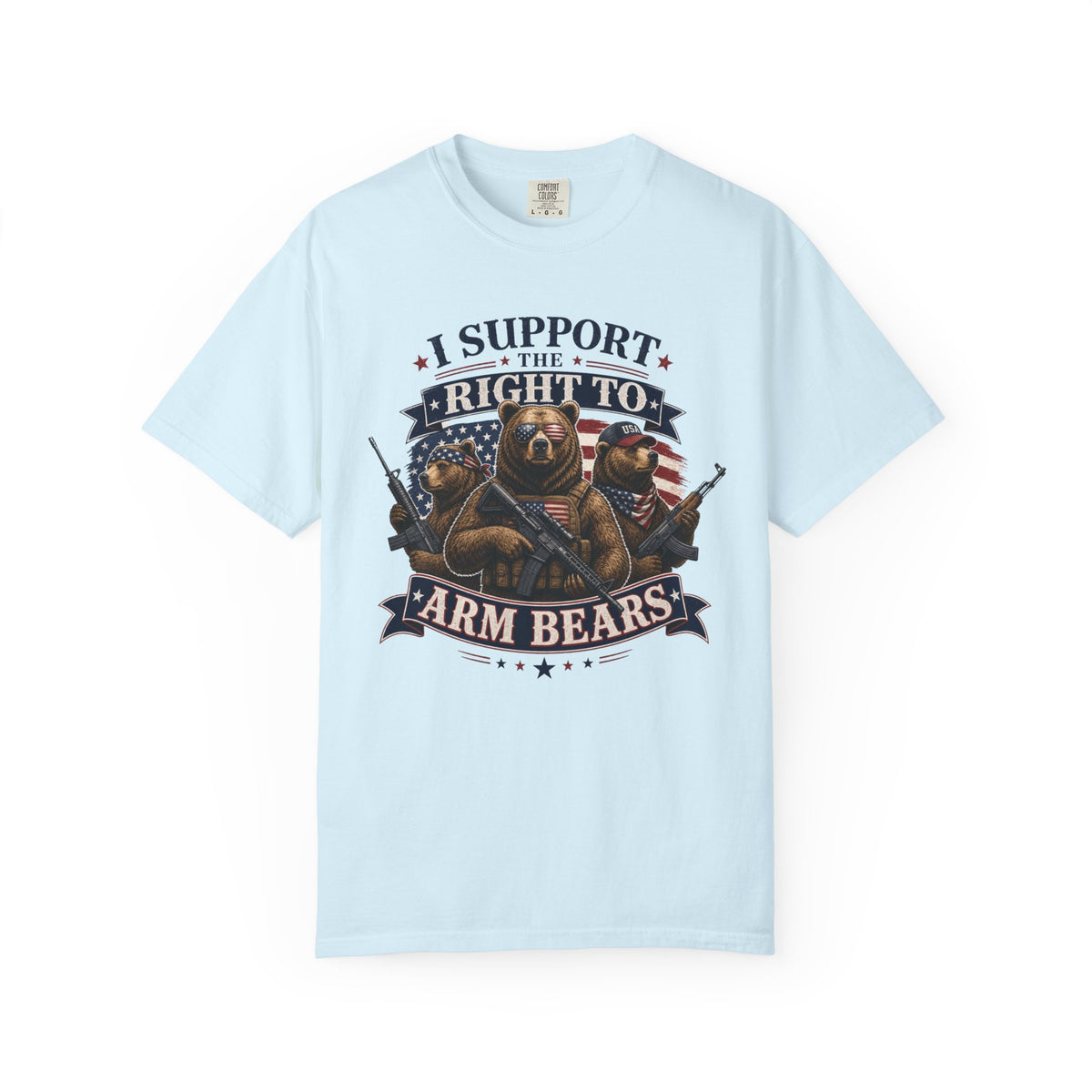 Color: Chambray | Armed Bears Unisex Garment-Dyed Tee