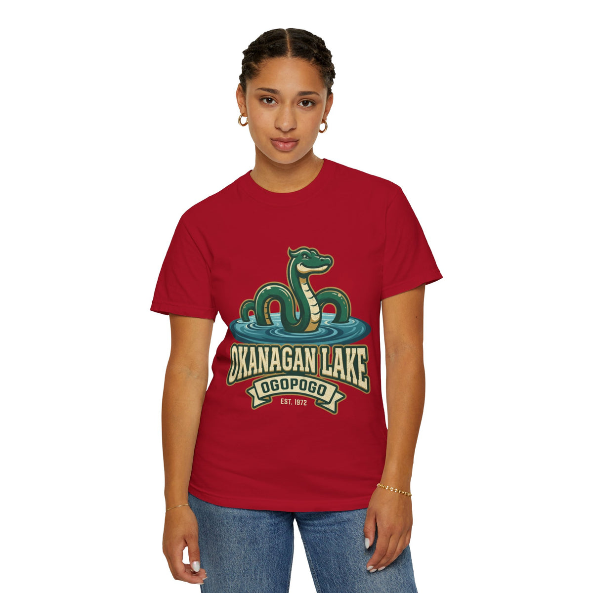 Color: Red | Ogopogo (Canada) Unisex Garment-Dyed Tee