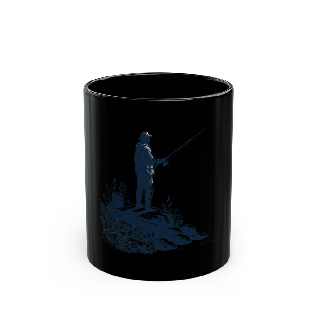 "Fishing" Black Ceramic Mug