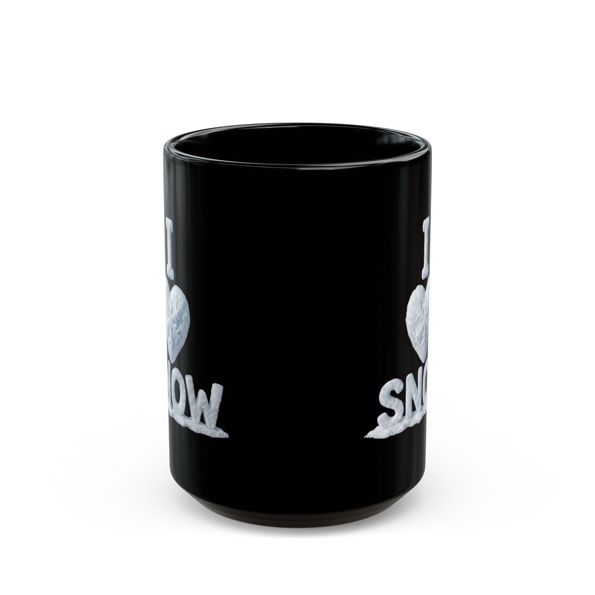 "I Love Snow" Black Ceramic Mug