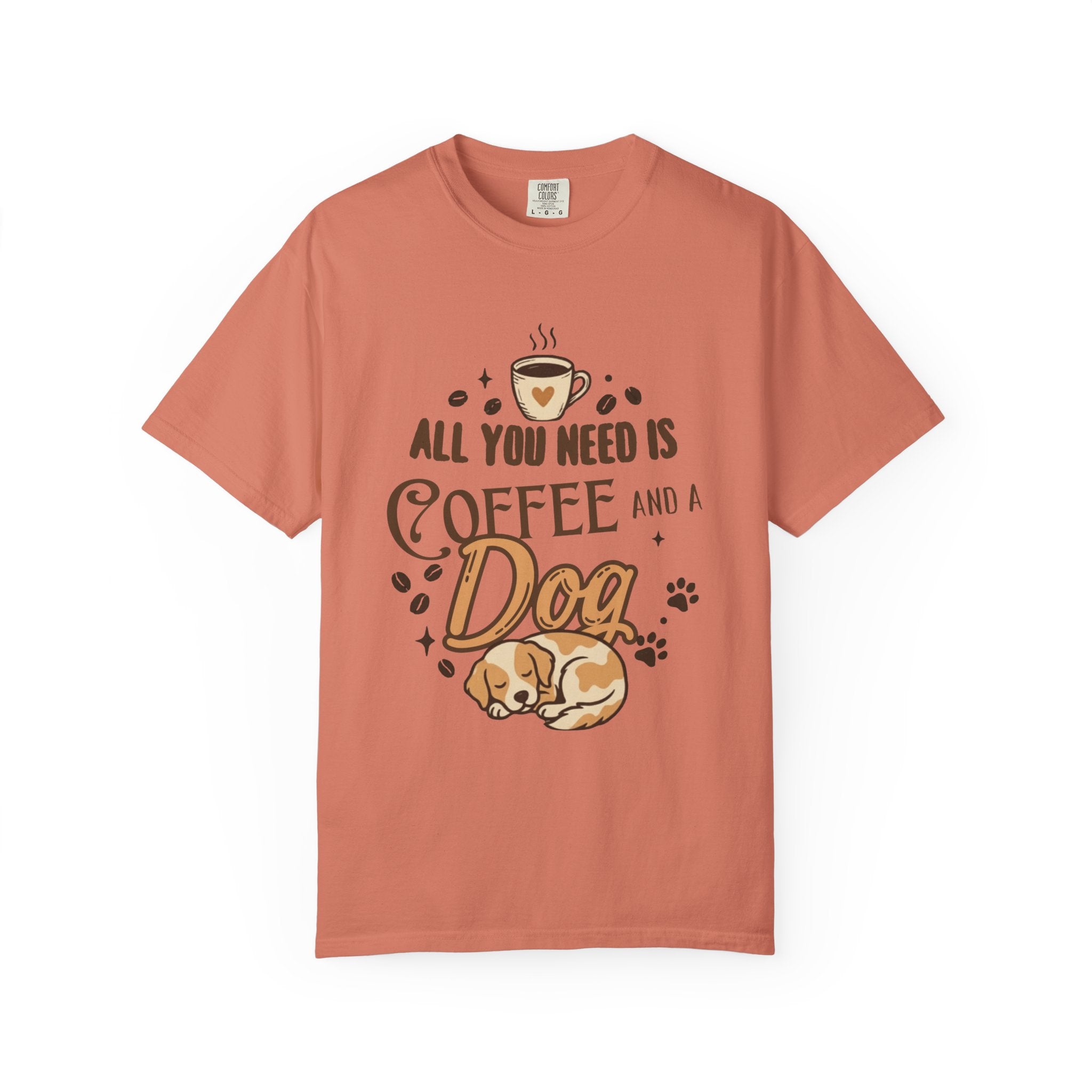 "Coffee and a Dog" Unisex Garment-Dyed Tee