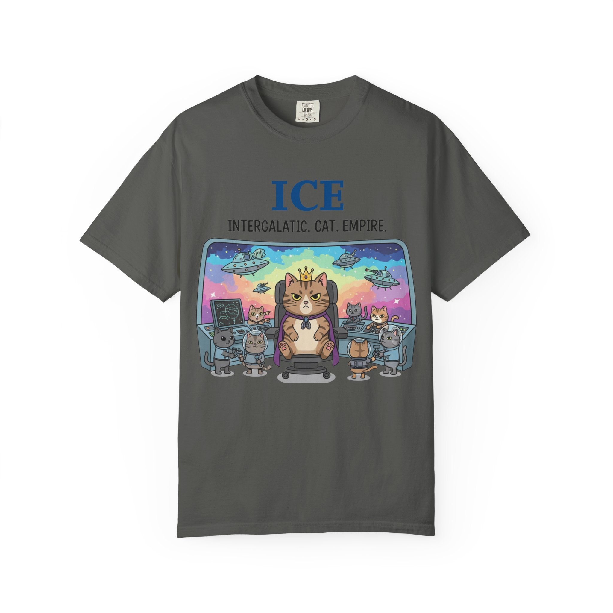 "ICE (Intergalactic Cat Empire)" Unisex Garment-Dyed T-shirt