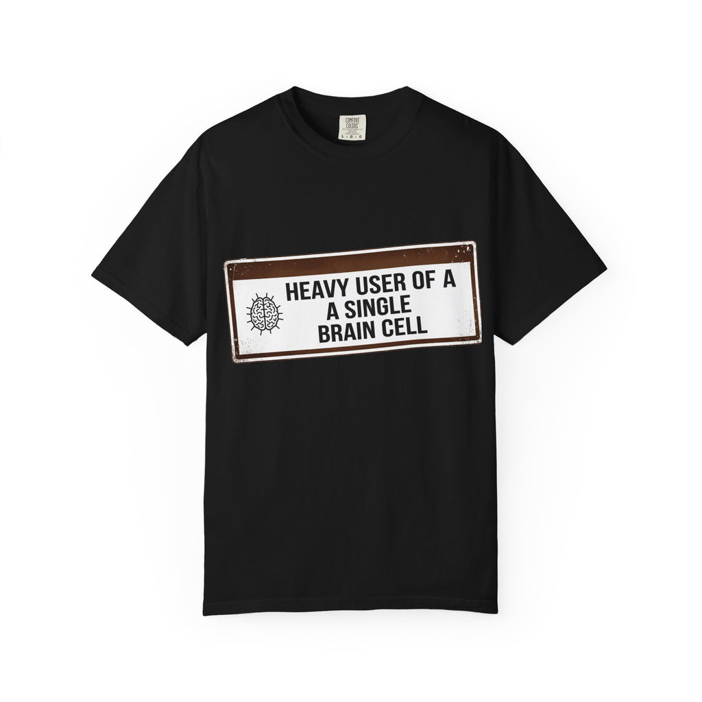 “Heavy User of a Single Brain Cell” Unisex Garment-Dyed T-shirt