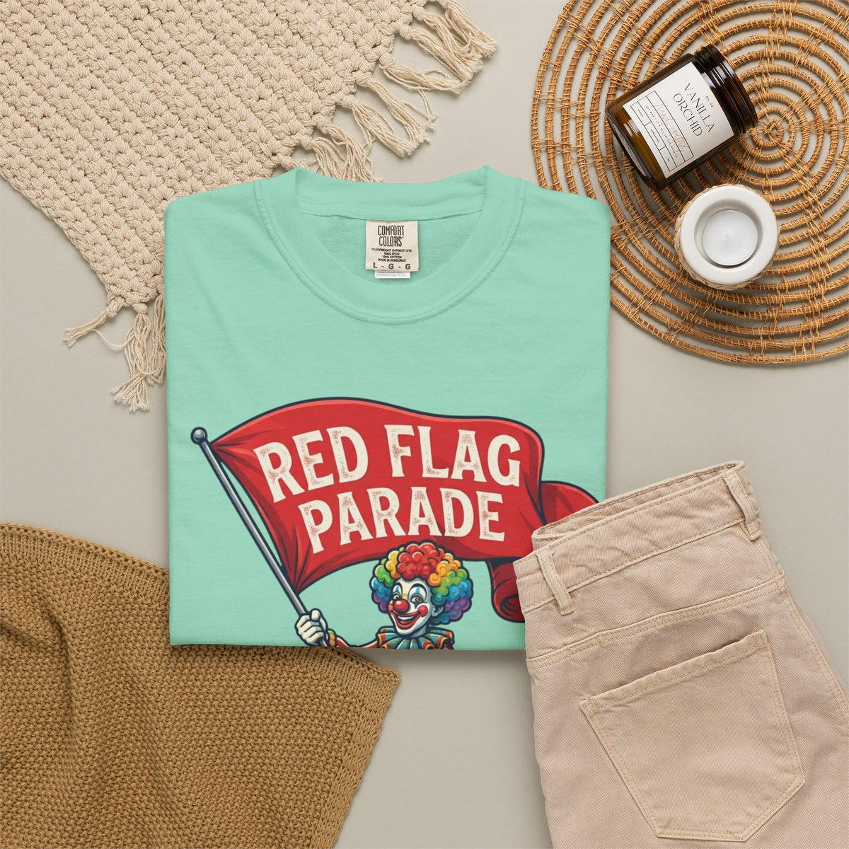 "Red Flag Parade" Unisex Garment-Dyed Tee