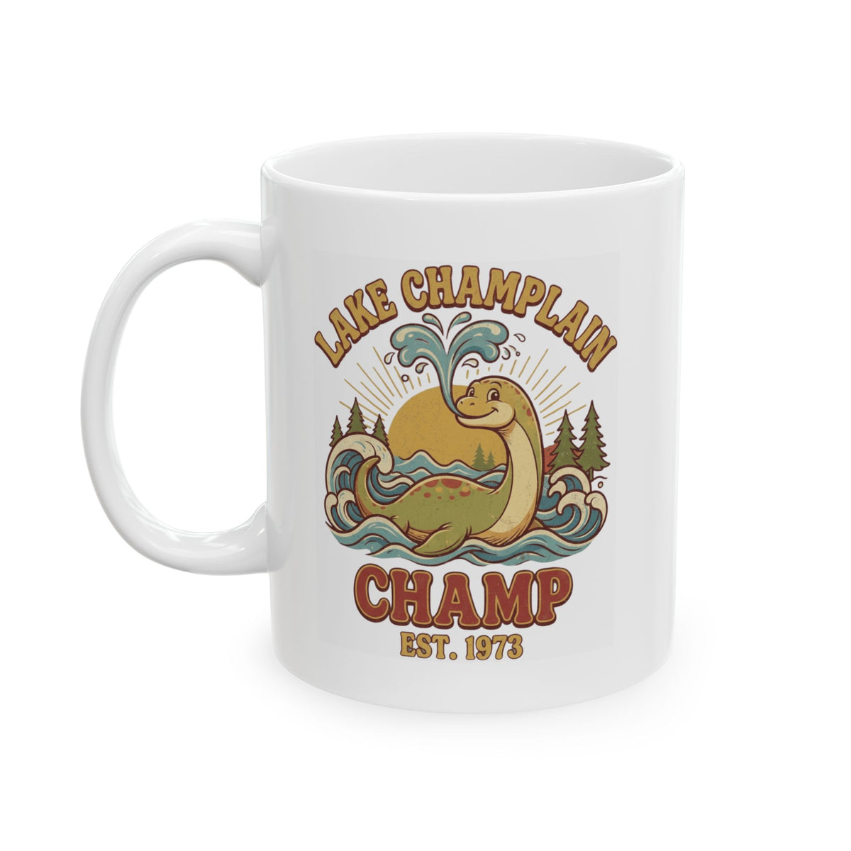 "Champ (Lake Champlain)" White Ceramic Mug