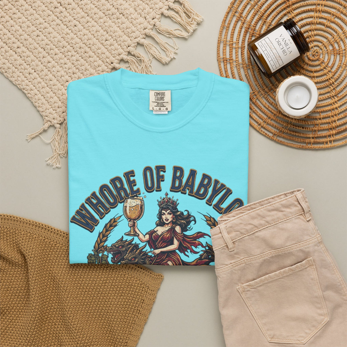 "Good Book Series Whore of Babylon" Unisex Garment-Dyed Tee