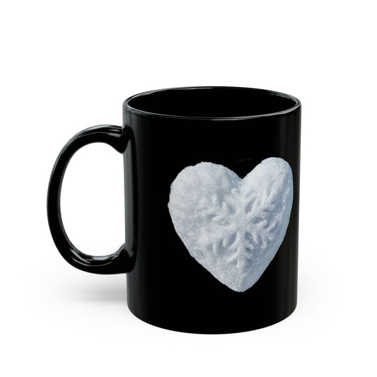"I Love Snow" Black Ceramic Mug — Graphic