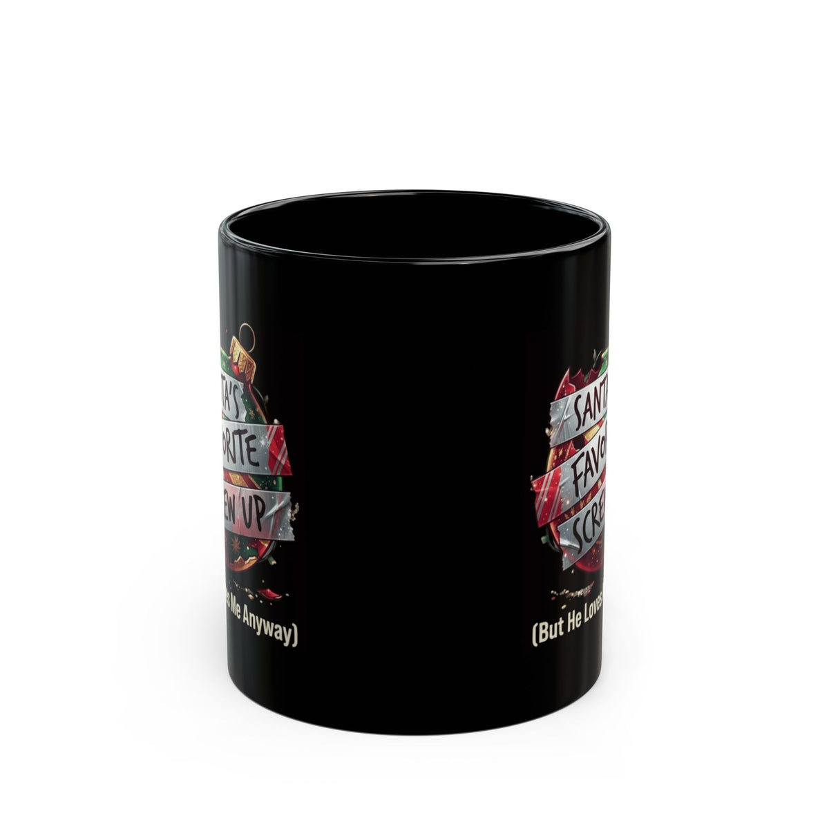 "Santa's Favorite Screw Up" Black Ceramic Mug