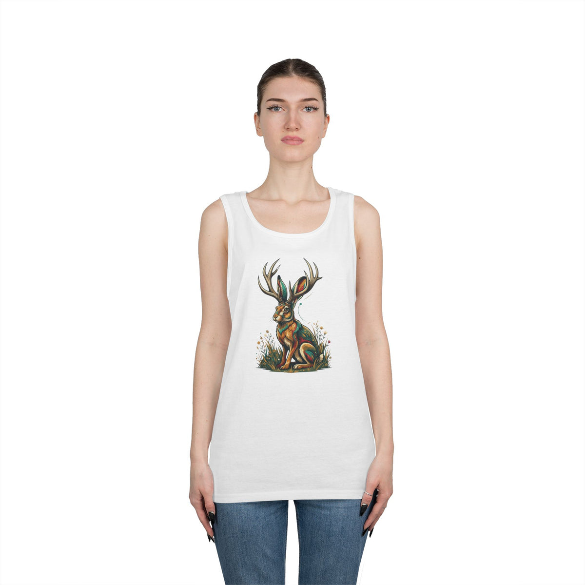 Color: White | Jackalope (American Folklore) Tank Top
