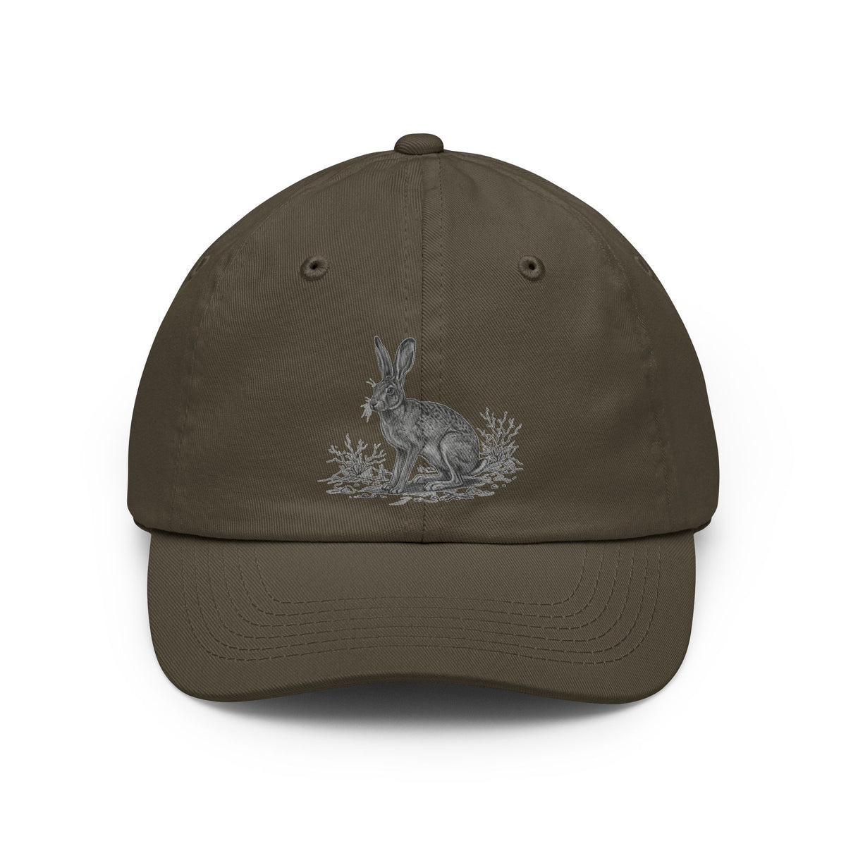 Color: Olive | Pencil Sketch Art Jack Rabbit Dad Hat