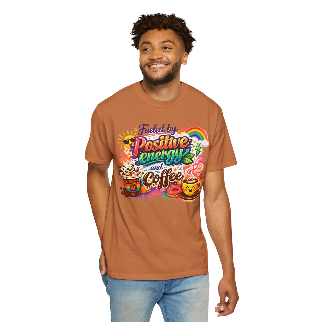 "The Caffeine-Induced Optimist" Unisex Garment-Dyed T-shirt