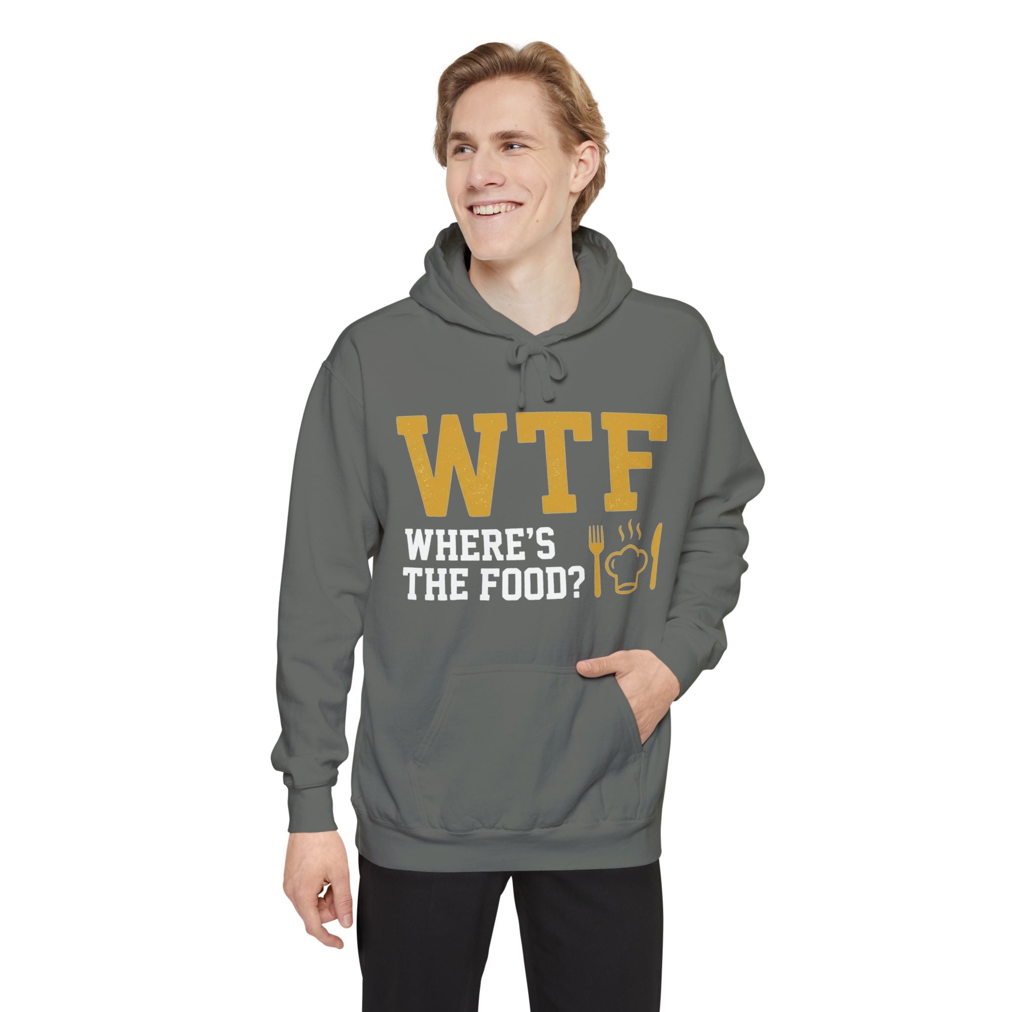 Hangry AF: WTF Where's The Food | Garment-Dyed Hoodie — AttitudeShirts