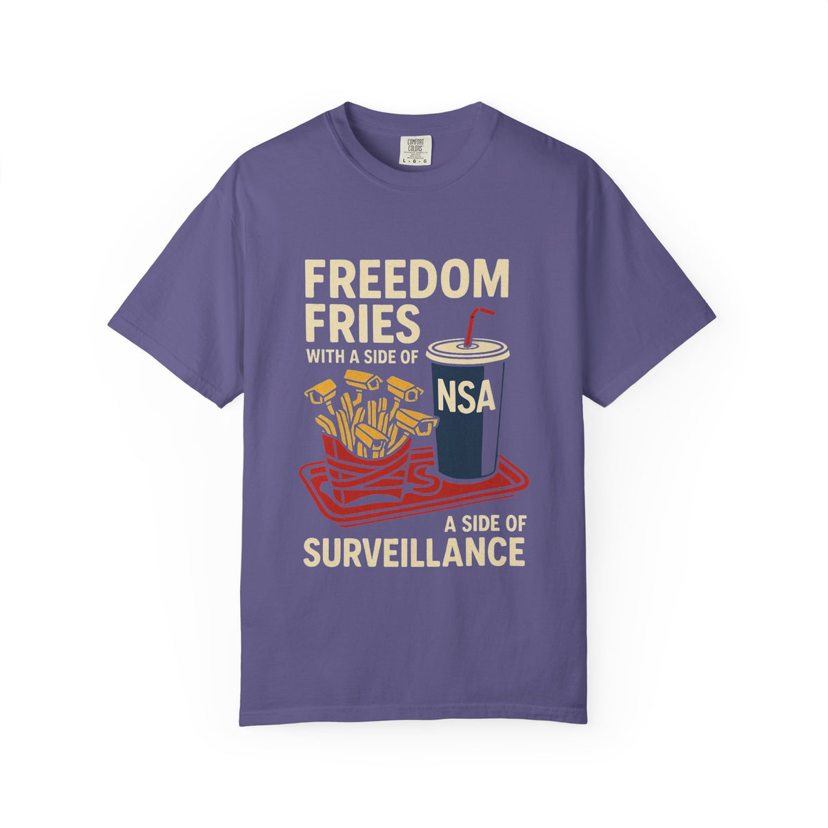 Color: Grape | Freedom Fries (With Extra Eyes) Unisex Garment-Dyed T-shirt
