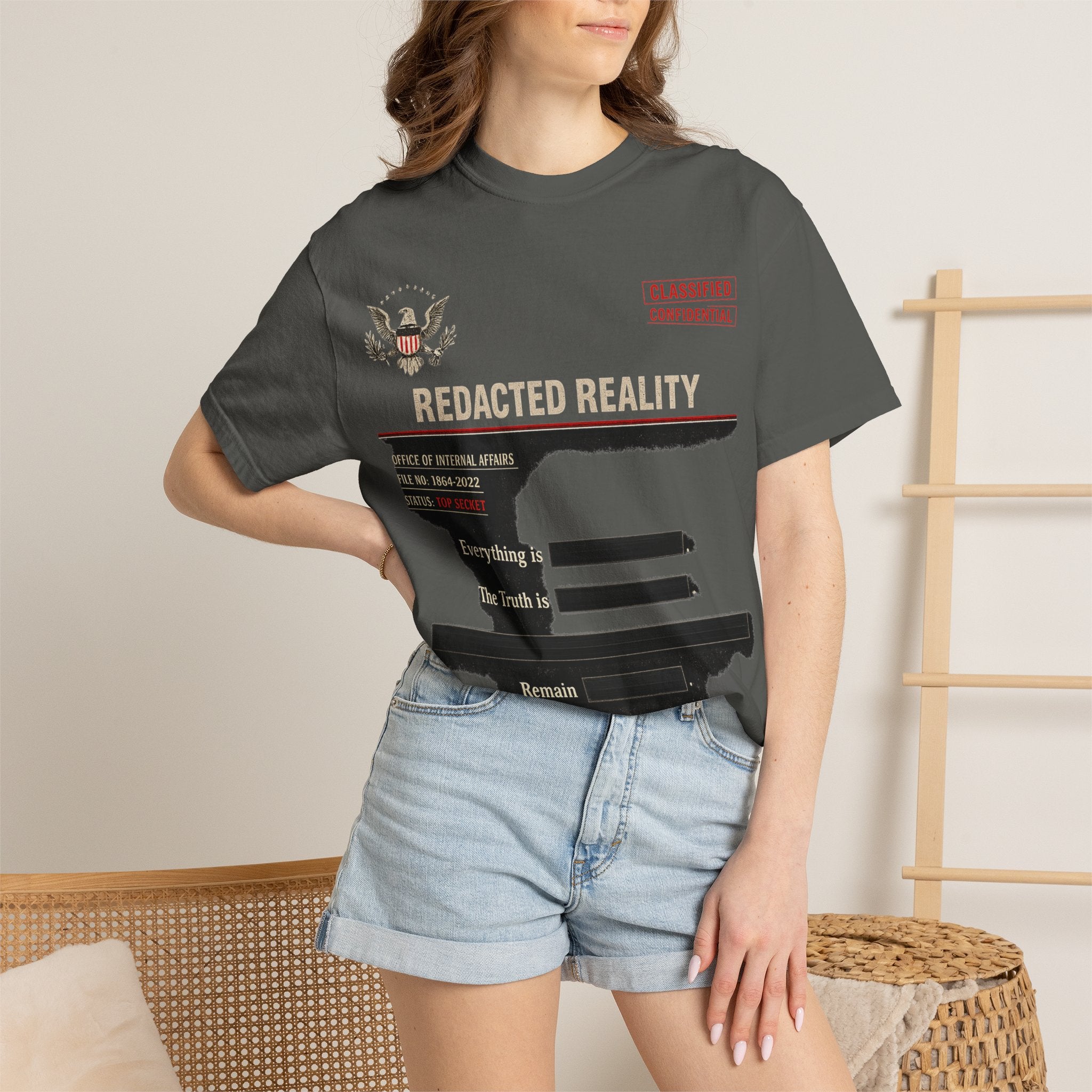 "[REDACTED] for Your Protection" Unisex Garment-Dyed T-shirt